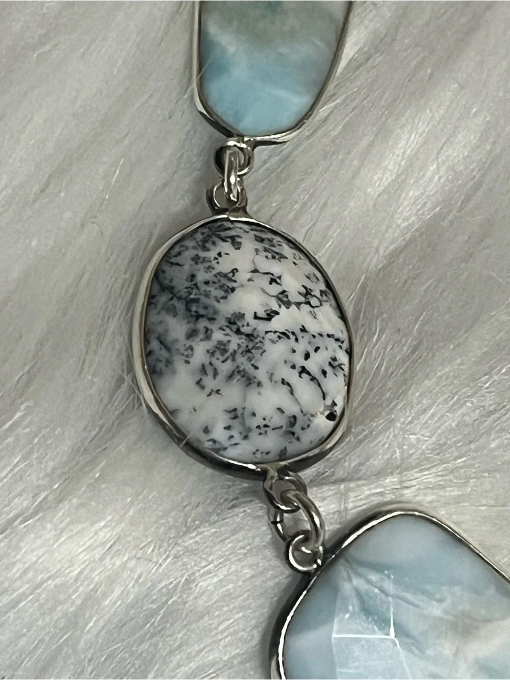 Gorgeous Sterling Larimar Dendritic Agate Bracelet
